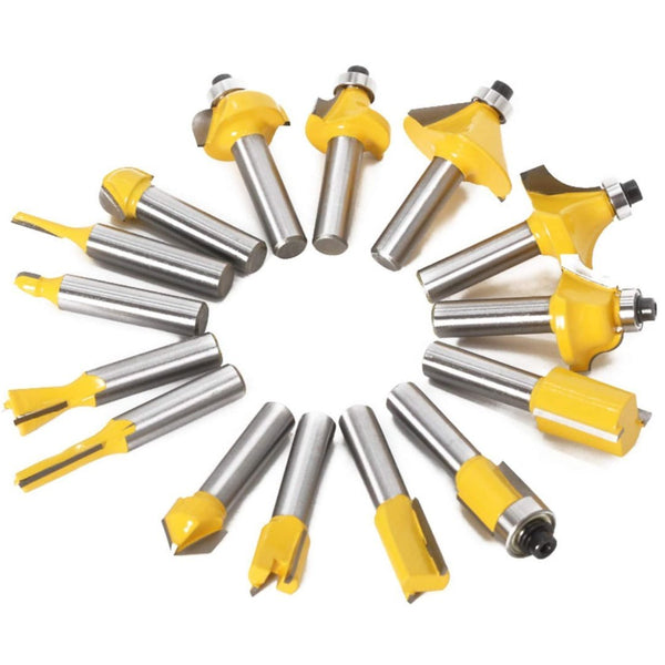 Tooltekt® 15 Piece Router Bit Set - 1/4 inch Shank