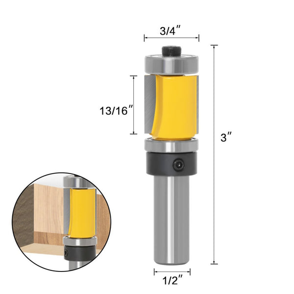 Tooltekt® Schablonen- und Bündigfräser mit Doppellager-Fräser – 1/2-Zoll-Schaft