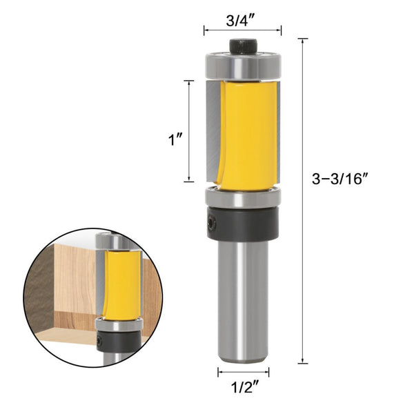Tooltekt® Schablonen- und Bündigfräser mit Doppellager-Fräser – 1/2-Zoll-Schaft
