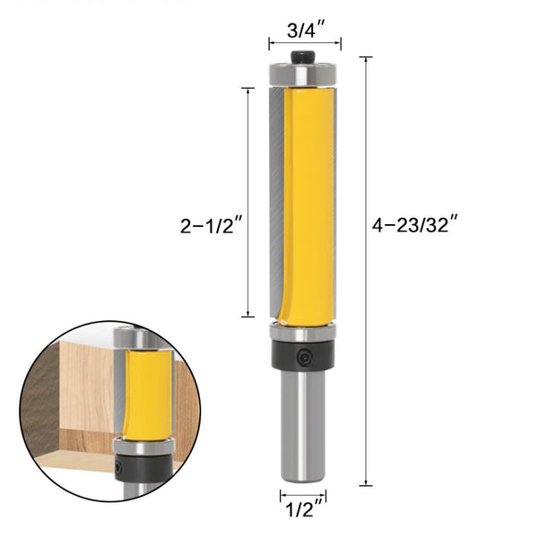 Tooltekt® Schablonen- und Bündigfräser mit Doppellager-Fräser – 1/2-Zoll-Schaft