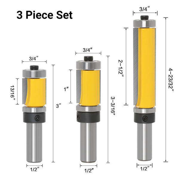 Tooltekt® Schablonen- und Bündigfräser mit Doppellager-Fräser – 1/2-Zoll-Schaft