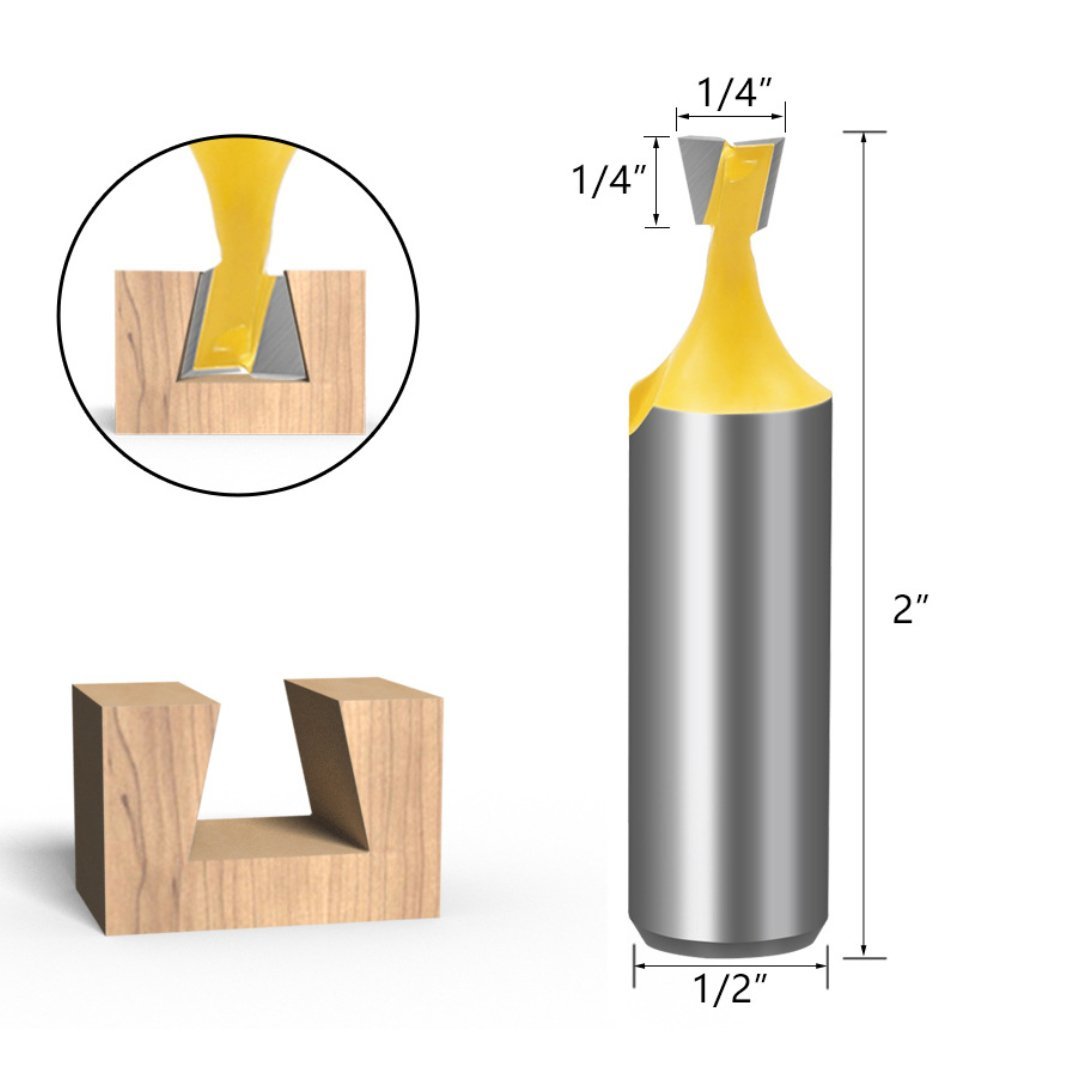 Tooltekt® Dovetail Router Bits - 1/2" Shank