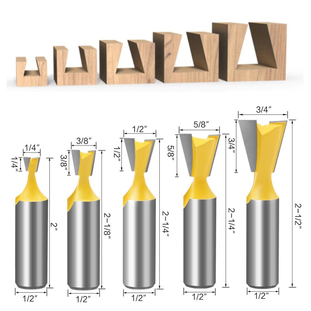 Tooltekt® Dovetail Router Bits - 1/2" Shank