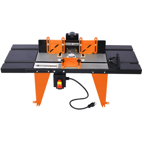 Benchtop router table with aluminum top