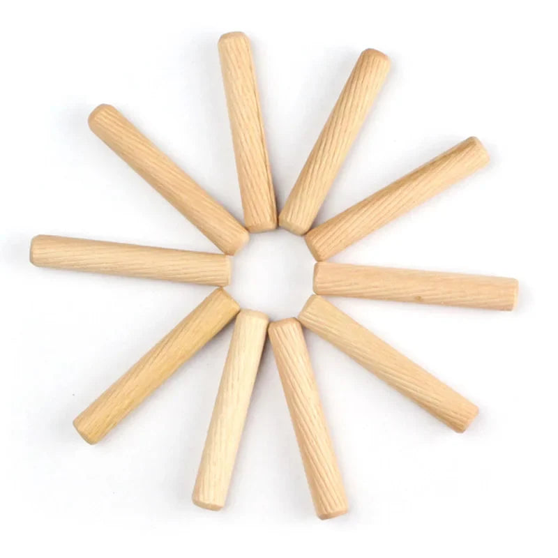 Fluted Wood Dowel Pins, 50-Pack, 6/8/10mm