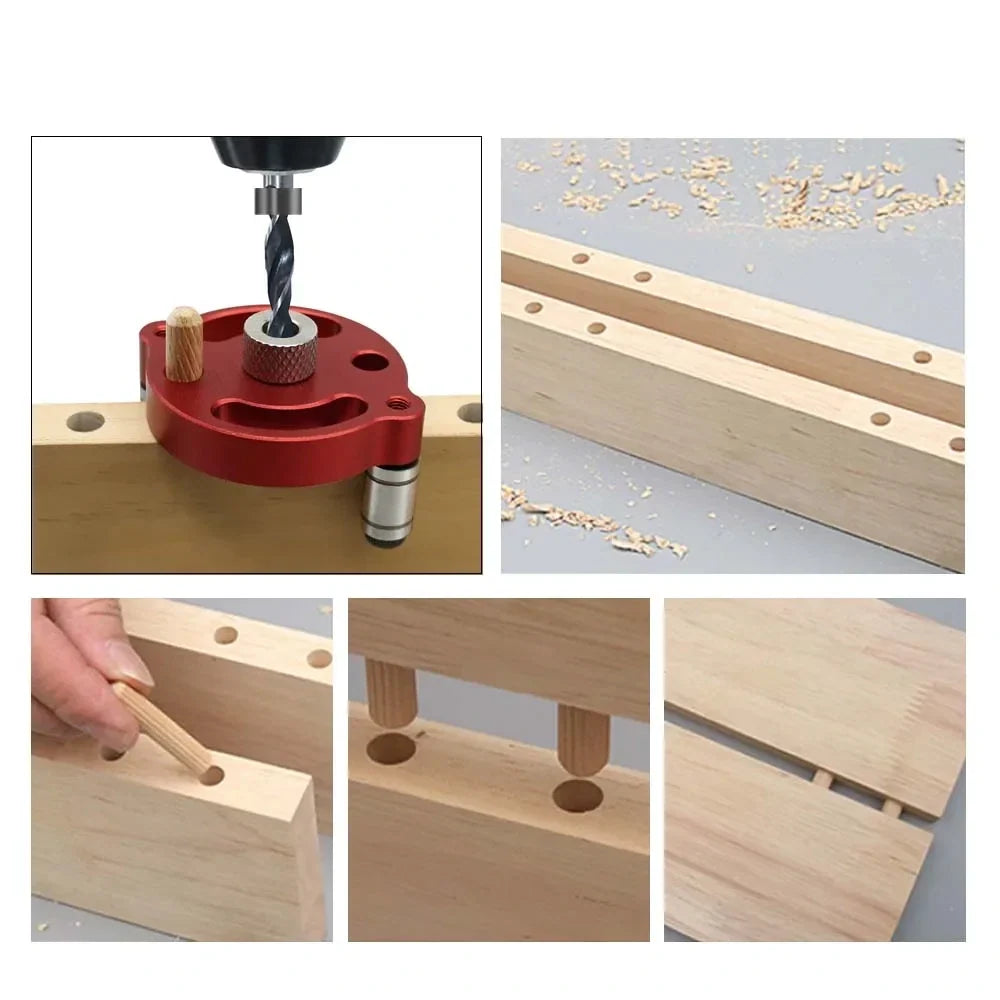 Self-Centering Dowel Jig, Handheld Drill Guide with Bushings