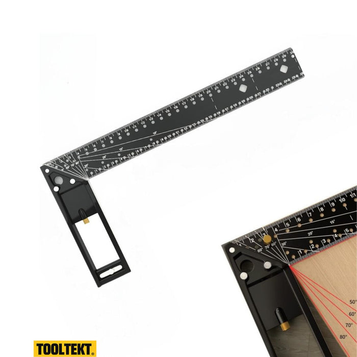 Tooltekt® Woodworking Square Ruler with Scriber (Metric, 30 & 40 cm)