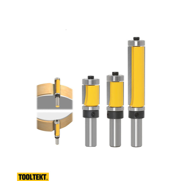 Mesee 4 Pcs Top End Bearing Flush Trim Router Bits Set, 1/4 Inch Shank Industrial Grade Template Pattern Flush Trimming Router Bit Top Bearing Router Bits Woodworking Milling Cutter Tools - 1/4