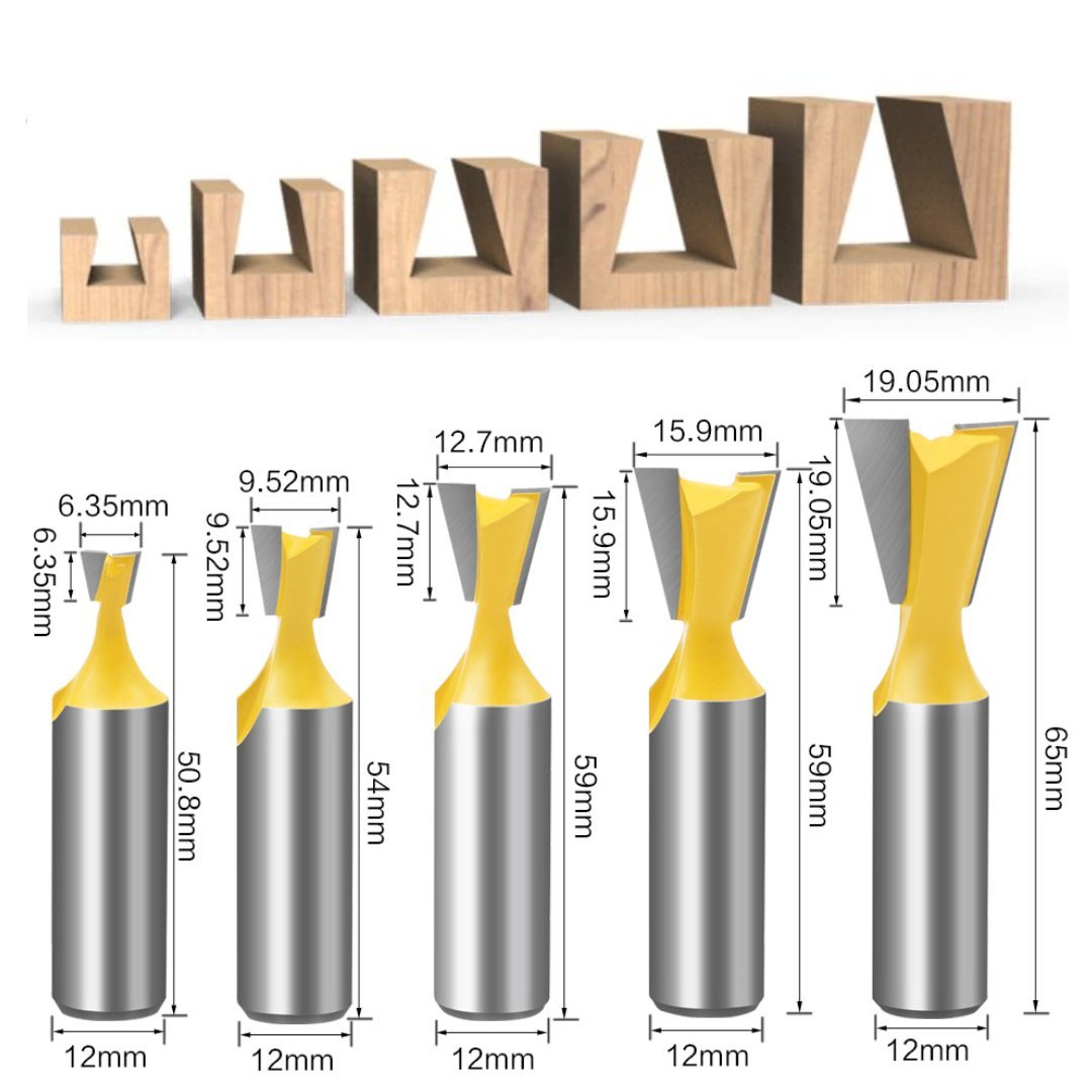 Tooltekt® Dovetail Router Bits - 1/2